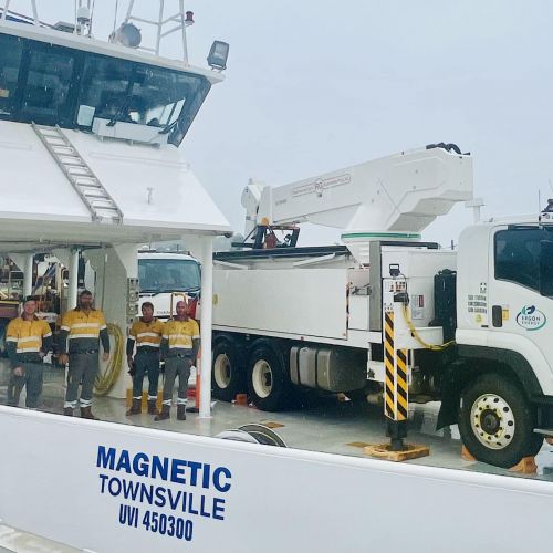 Crews on the ferry to Magnetic Island