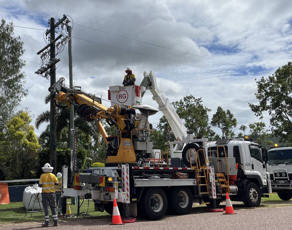 Pole installation at Alligator Creek