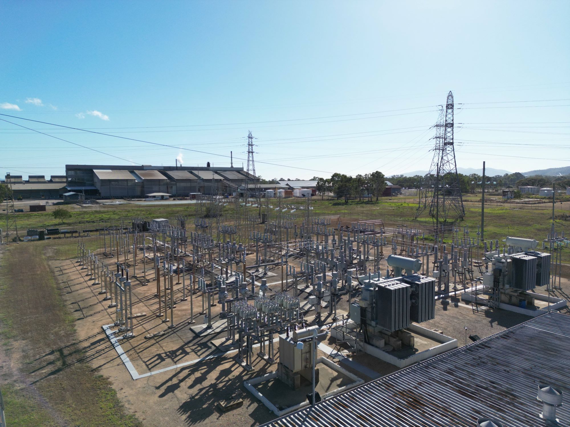 Aerial view of the Stuart substation being upgraded