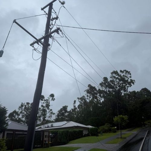 Powerlines down Brygon Creek Road, Upper Coomera