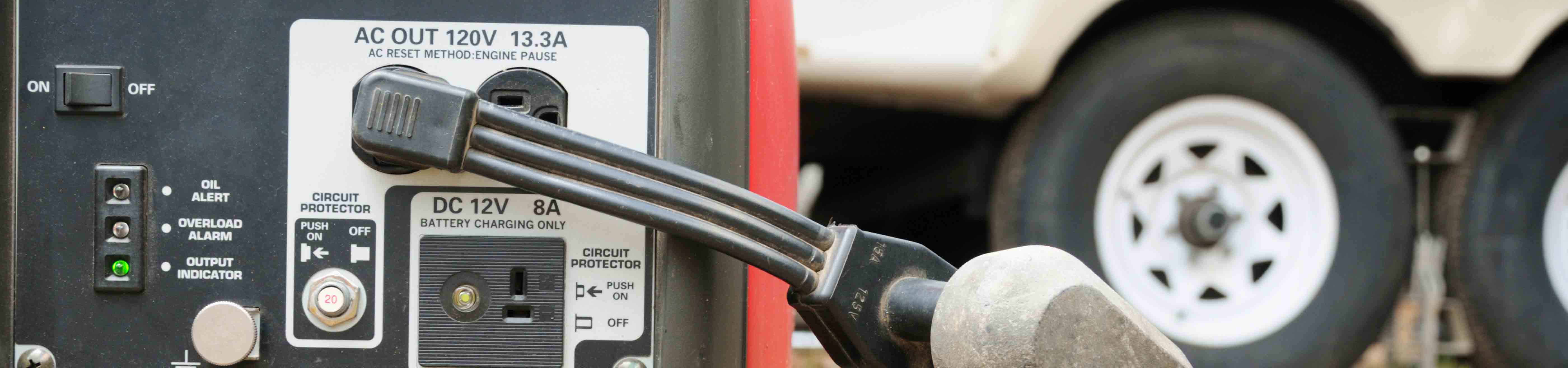 Portable generator with close up view of wires