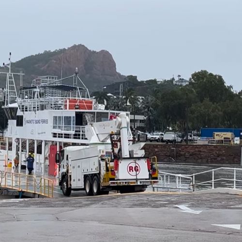 Crew boarding the ferry to Magnetic Island