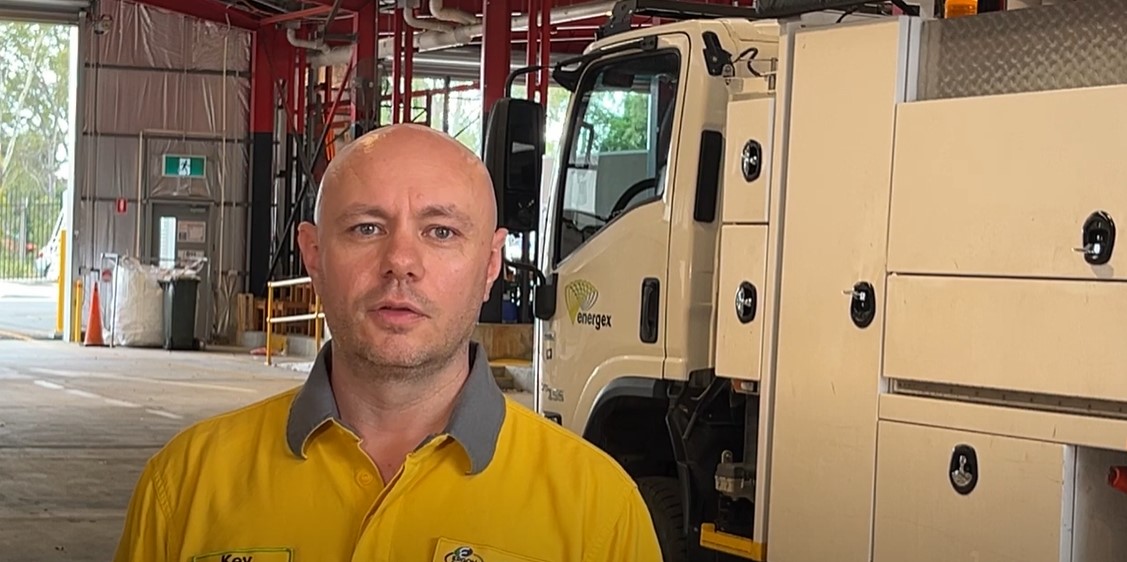 Employee Kev Lavender talking in a depot on TC Alfred preparations