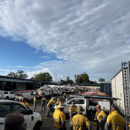 Field crew in the depot ready to head out for the day